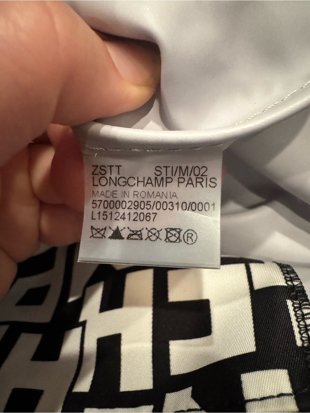 LONGCHAMP Le Pliage Nylon Black & White Graphic Logo Tote with Shoulder Strap - Picture 9 of 11